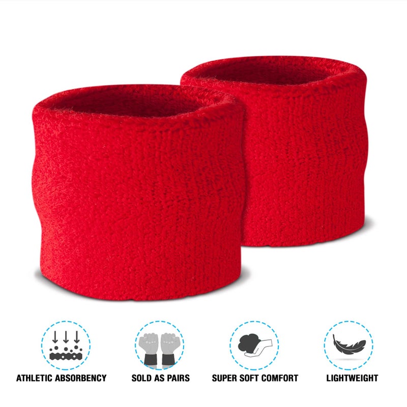 Suddora Wrist Sweatbands, Absorbent and Breathable Thick Cotton Bands for Working Out, Gymnastics, Basketball, Tennis, and Football, Multiuse Wristbands for Costumes and Cosplay, Red - Image 4